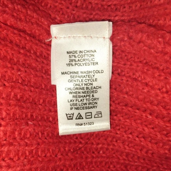 CeCe Luminous Red Pullover Ribbed Knit Sweater With Bobble Sleeves Size S - Picture 6 of 8